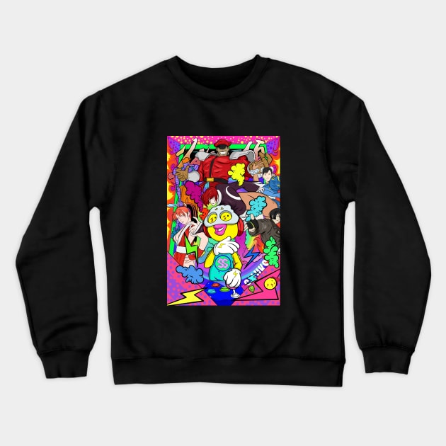 Dope Slluks character street fighter series illustration Crewneck Sweatshirt by slluks_shop